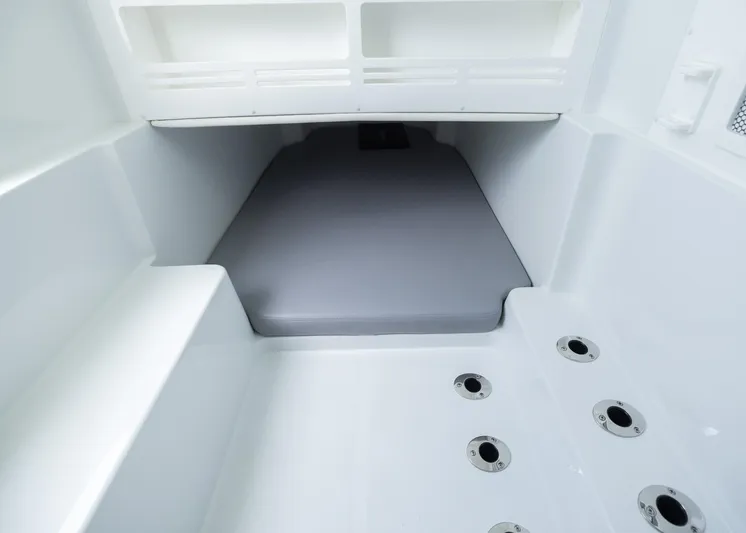  Yacht Photos Pics 2025 Invincible 43 Open Fisherman interior with sleek seating and drainage system.