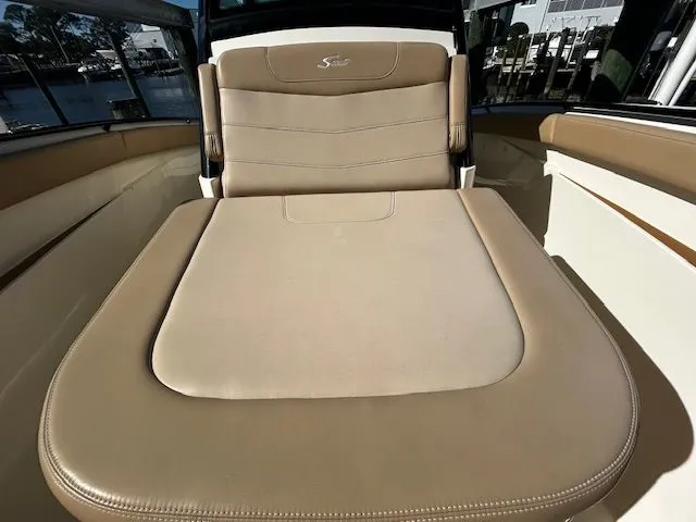  Yacht Photos Pics Luxurious seating area on a 2022 Scout 305 LXF boat.