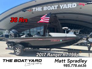 2017 Ranger RT 198P boat with American flag at The Boat Yard, Louisiana.