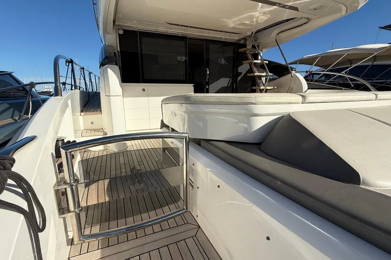 Stra Dodo Yacht Photos Pics 2019 Princess S65 yacht deck with luxurious seating and sleek design.