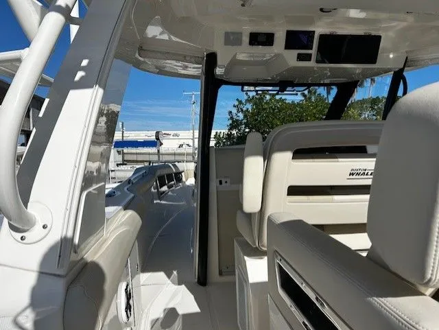  Yacht Photos Pics Interior view of a 2021 Boston Whaler 350 EX boat.