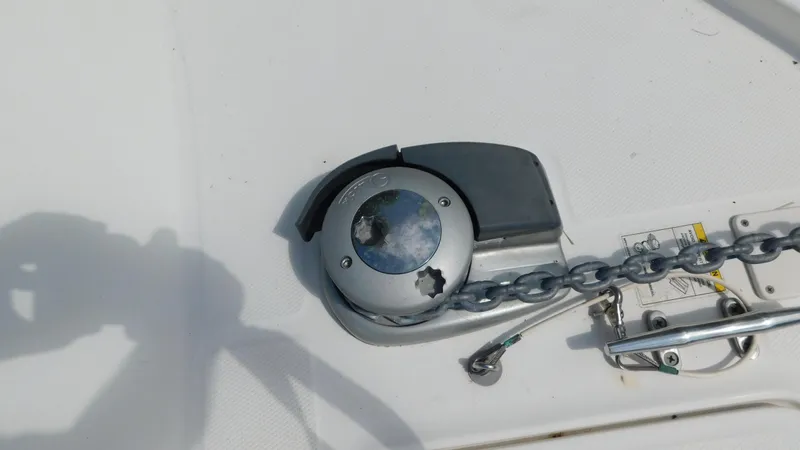  Yacht Photos Pics Anchor windlass on 2017 Boston Whaler 315 Conquest boat deck.
