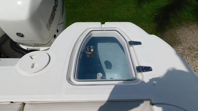  Yacht Photos Pics 2017 Boston Whaler 315 Conquest livewell with clear lid and white deck.