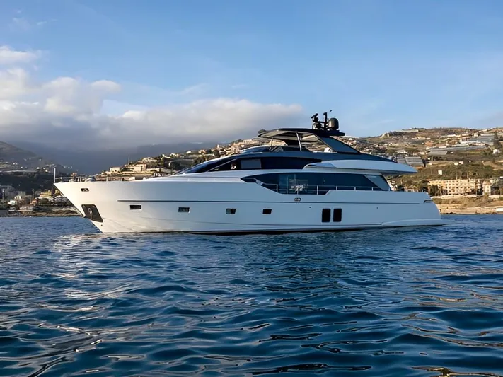  Yacht Photos Pics Luxurious 2017 Sanlorenzo SL86 yacht cruising near scenic coastline.