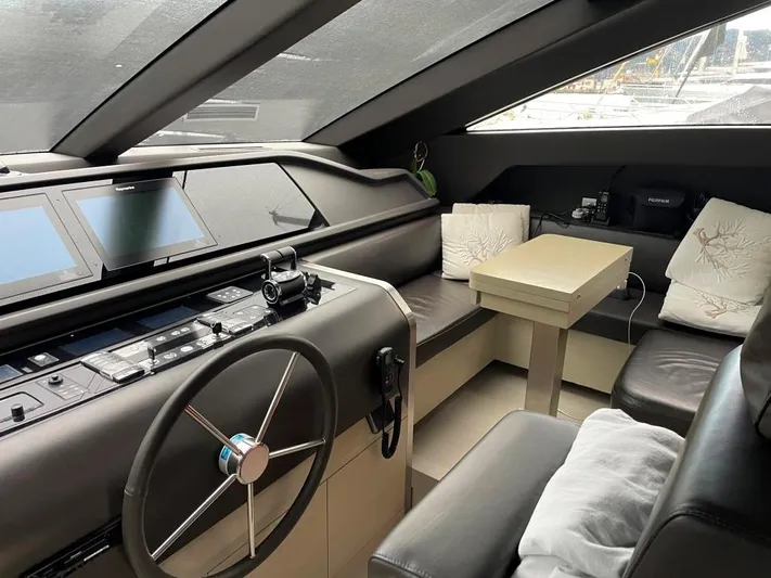  Yacht Photos Pics Luxurious 2017 Sanlorenzo SL86 yacht interior with modern helm and seating area.