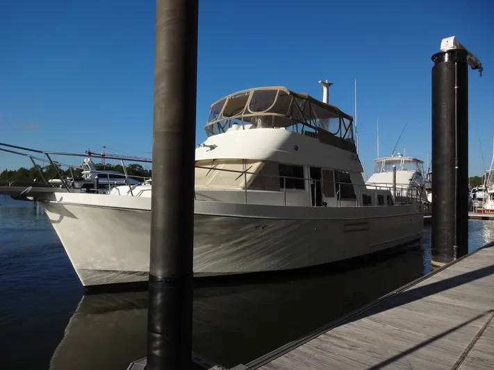 Slow Dance 1000 Hr. Service & Ready To Go Again Yacht Photos Pics 2006 Ocean Alexander 48 Classico yacht docked at marina.