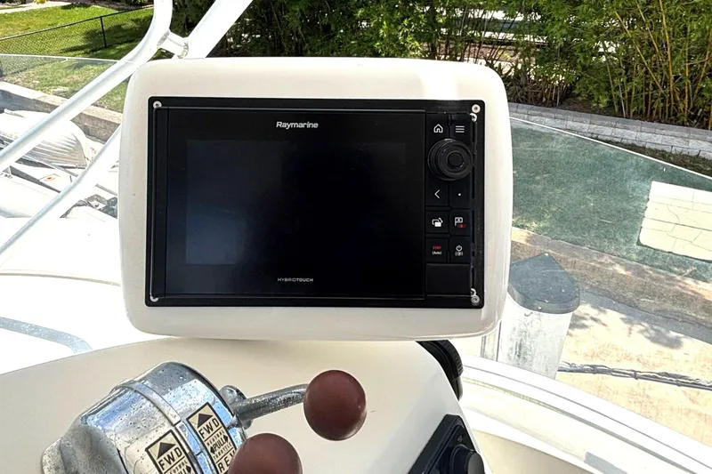 Imagine Yacht Photos Pics Raymarine navigation system on 2000 Fountaine Pajot Maryland 37 yacht control panel.