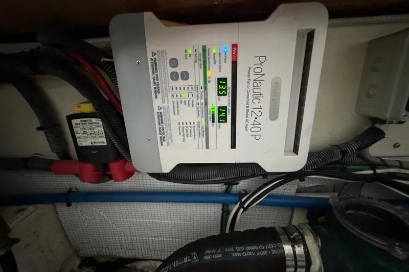 Mary Time Yacht Photos Pics ProNautic 12-40P charger in 2013 Back Cove 30 boat engine room.