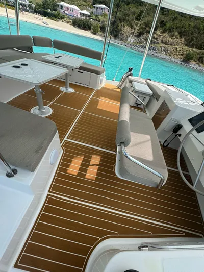 Yacht Photos Pics Luxurious Bali 5.4 yacht interior with elegant seating and stunning ocean view, 2023 model.