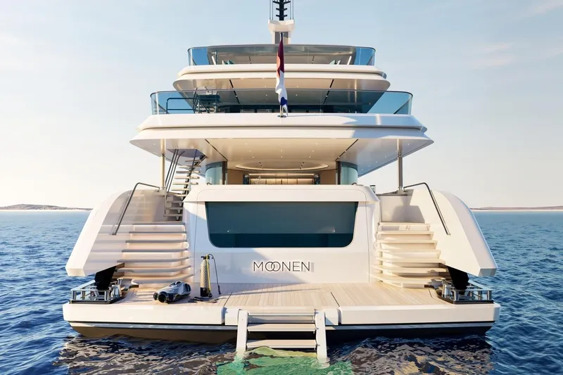 Moonen 133 Mallorca Yacht Photos Pics Luxury yacht Moonen 133-Mallorca 2027 on serene ocean waters.