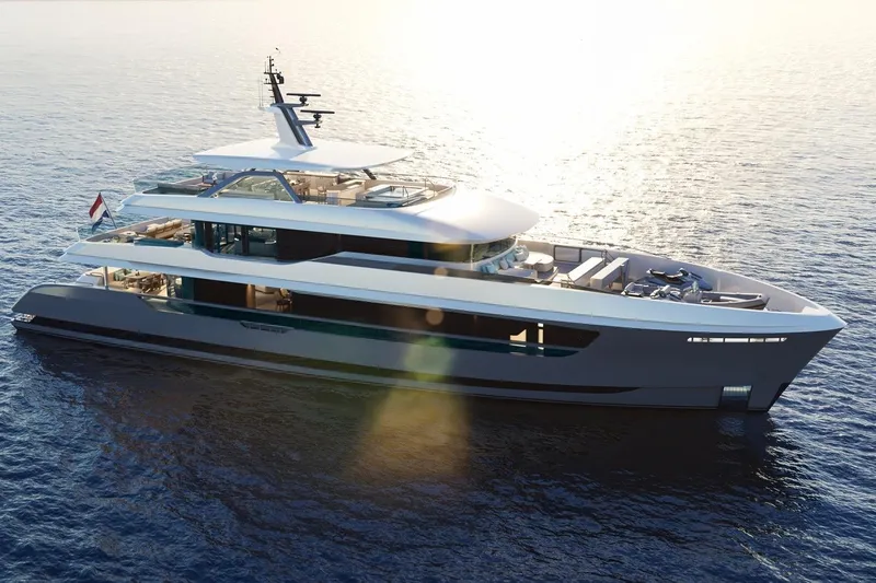 Moonen 133 Mallorca Yacht Photos Pics Luxurious 2027 Moonen 133-Mallorca yacht cruising on serene ocean waters.