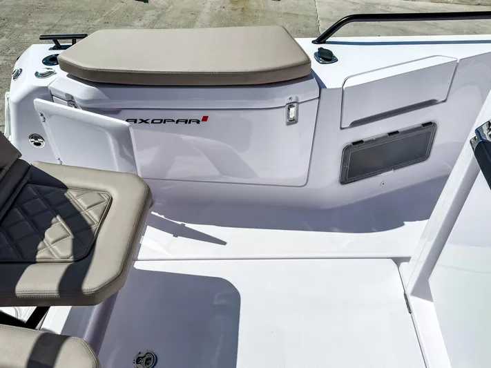  Yacht Photos Pics 2025 Axopar 37XC CROSS CABIN BRABUS Trim interior with beige seating and sleek design.