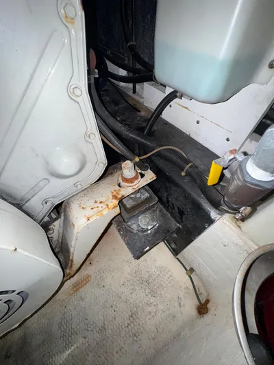  Yacht Photos Pics Engine compartment of a 2000 Carver 506 Motor Yacht, showing mechanical components and wiring.