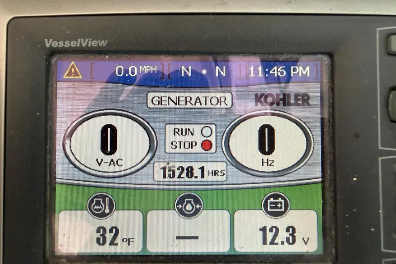  Yacht Photos Pics VesselView display on 2008 Sea Ray 38 Sundancer showing generator status and temperature.