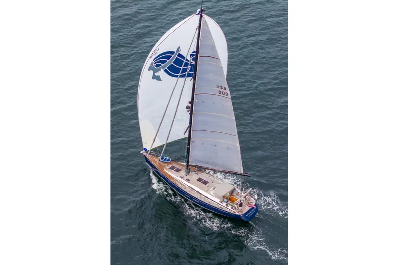 Nehalennia Yacht Photos Pics Sailing yacht Nautor Swan 54, 2018 model, gliding on open water.