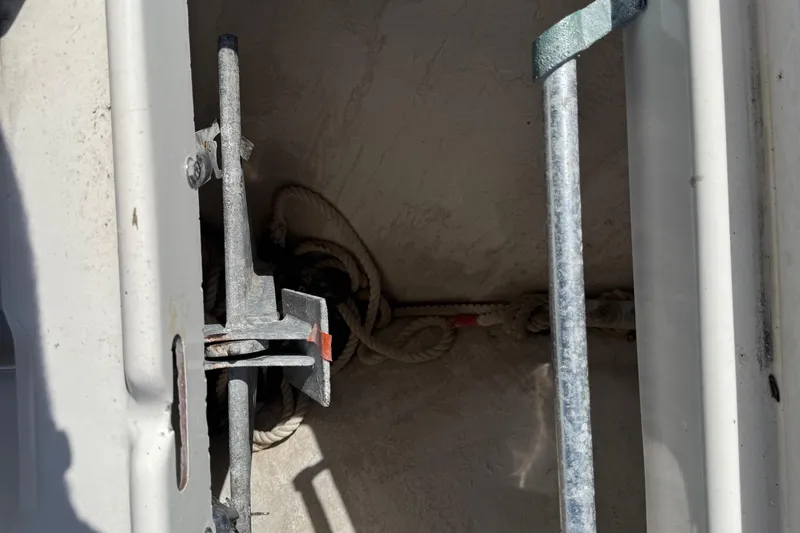  Yacht Photos Pics Anchor and rope storage on 2001 Regulator 32 Center Console boat.