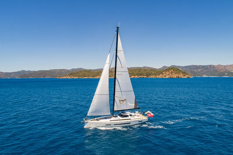  Yacht Photos Pics 2021 Amel 60 sailing yacht on open sea.