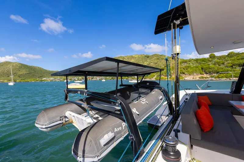 Pom III Yacht Photos Pics Outremer 5X 2018 davits + tender