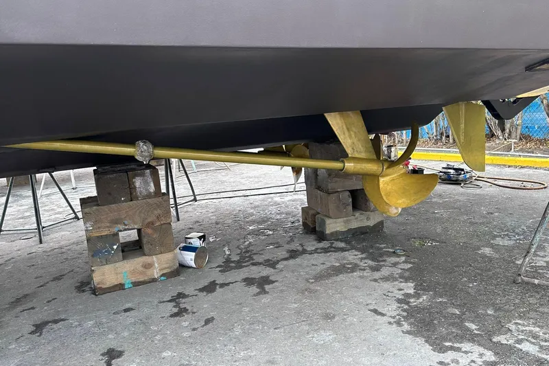  Yacht Photos Pics 2014 Azimut 54 yacht propeller and shaft on dry dock maintenance.
