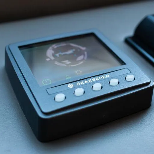 The Good Life Yacht Photos Pics Seakeeper control panel on a 2015 Prestige 75 yacht.