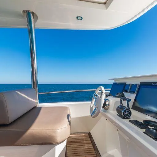The Good Life Yacht Photos Pics Prestige 75 yacht helm station with ocean view, 2015 model.