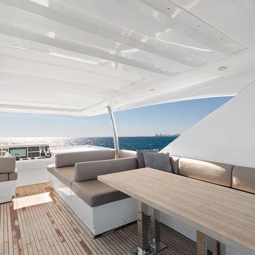 The Good Life Yacht Photos Pics Luxury yacht Prestige 75, 2015 model, with spacious deck and ocean view.