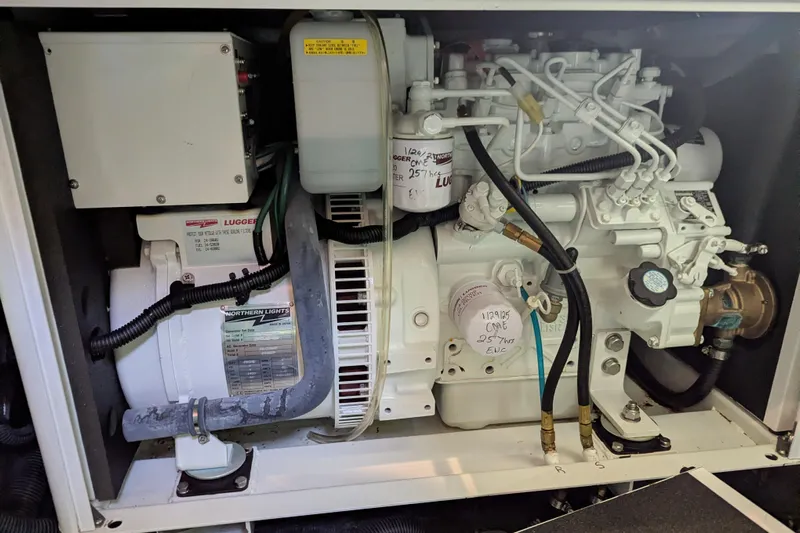 Alki Yacht Photos Pics Engine compartment of a 2013 Coastal Craft 45 boat, featuring Northern Lights generator.