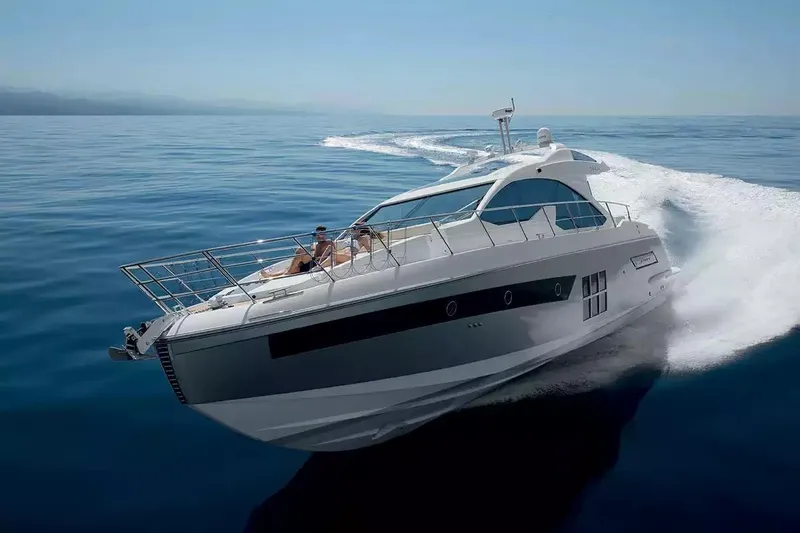 Encore Yacht Photos Pics 2015 Azimut 55S yacht cruising on open water, showcasing sleek design and luxury.