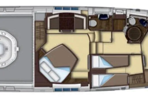 Encore Yacht Photos Pics Floor plan of a 2015 Azimut 55S yacht, featuring bedrooms and living areas.