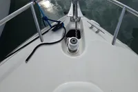 Bow of 2007 Cranchi CSL 27 with anchor chain and winch.