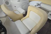 Interior of 2007 Cranchi CSL 27 boat with beige and white seating.