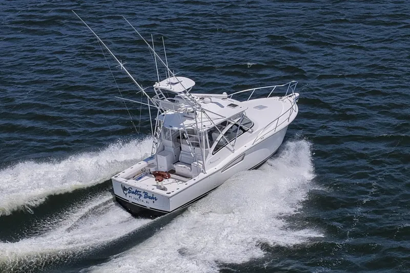 Salty Bear Yacht Photos Pics 2022 Albemarle 360 Express Fisherman cruising on open water.
