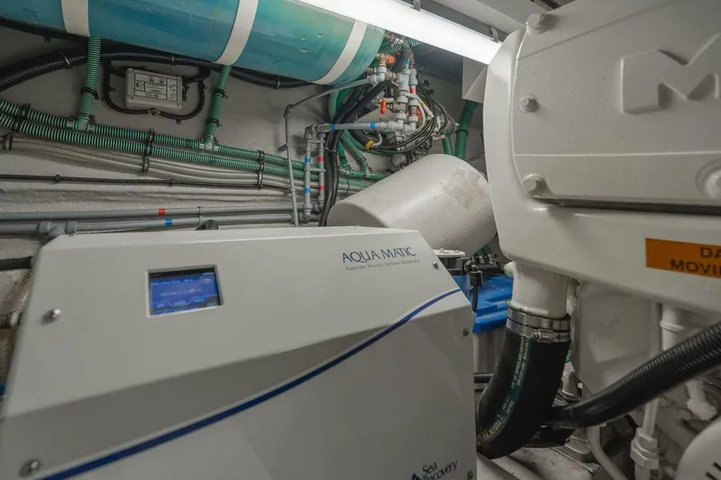  Yacht Photos Pics Engine room of 2010 Sunseeker Manhattan 60 yacht with Aqua Matic equipment.