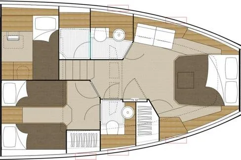 M/y Ida Yacht Photos Pics Floor plan of 2021 Pardo Yachts 50, featuring cabins and living spaces.