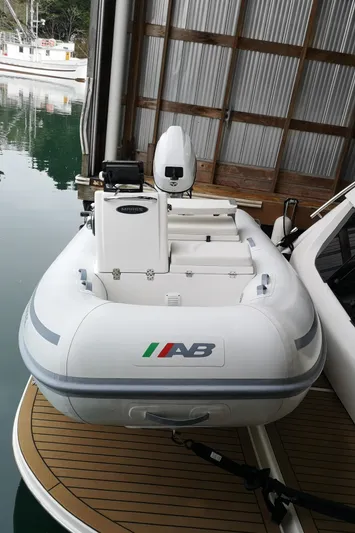 City Lights Yacht Photos Pics Inflatable boat docked beside a 2021 Maritimo X50 yacht.