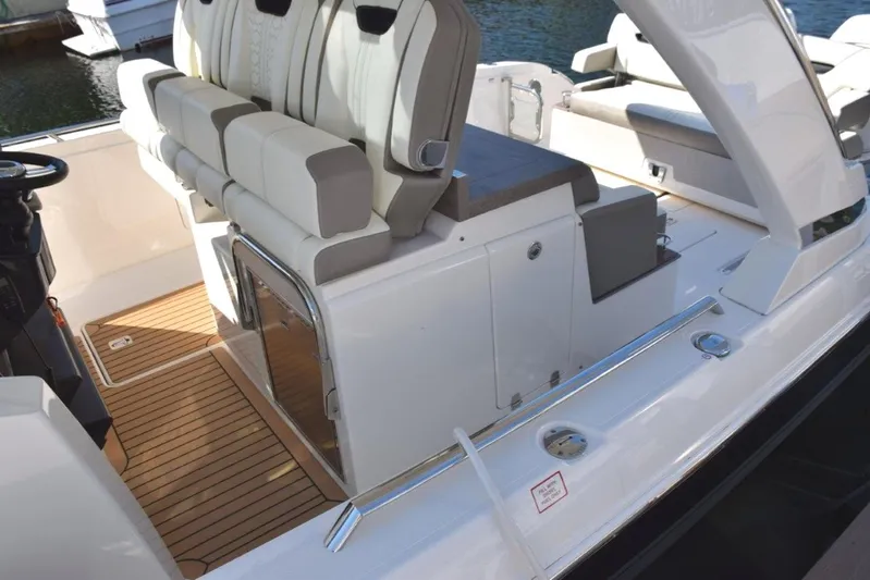 Erika Ray Yacht Photos Pics Cushioned synthetic teak from helm forward and on aft platform