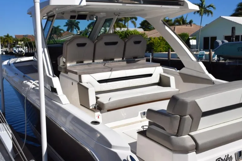 Erika Ray Yacht Photos Pics Aft lounge can electrically convert to sun pad