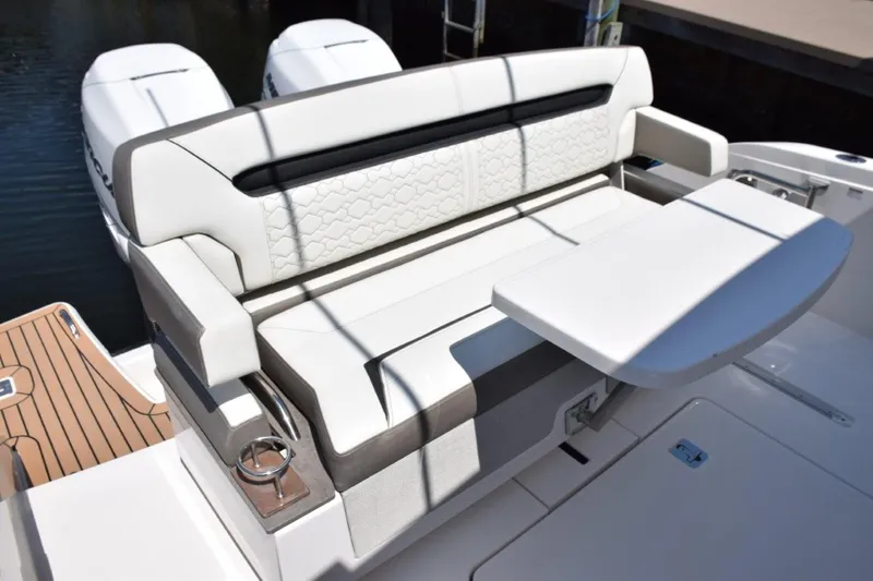 Erika Ray Yacht Photos Pics Aft settee with table mounted