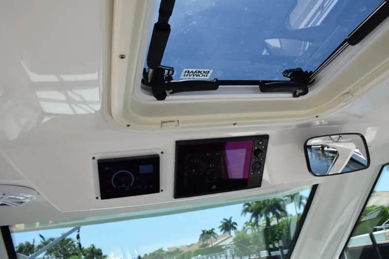 Erika Ray Yacht Photos Pics Overhead hardtop hatch and rearview mirror