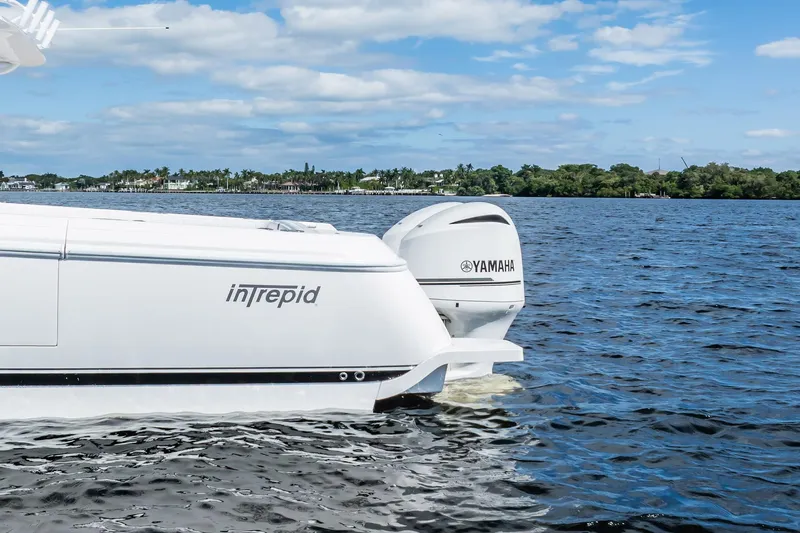  Yacht Photos Pics 2011 Intrepid 400 Center Console boat with Yamaha engine on water.