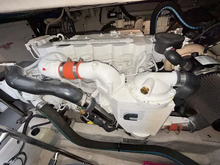  Yacht Photos Pics Engine compartment of a 2013 Sea Ray 450 Sedan Bridge yacht.