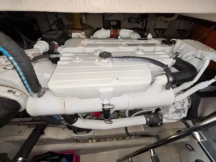  Yacht Photos Pics Engine compartment of a 2013 Sea Ray 450 Sedan Bridge yacht.
