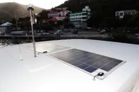 Solar panels on the deck of a 2018 Leopard 43 Powercat yacht.