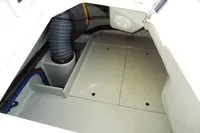 2018 Leopard 43 Powercat engine compartment with ventilation hose and wiring.