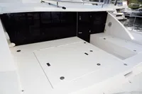 2018 Leopard 43 Powercat rear deck with storage compartments and seating.