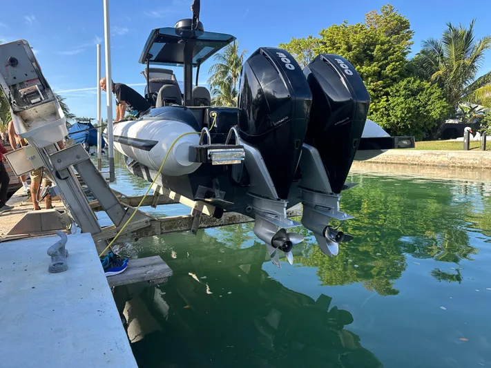  Yacht Photos Pics 2020 Technohull SEADNA 999 G5 ST with dual engines docked by a canal.