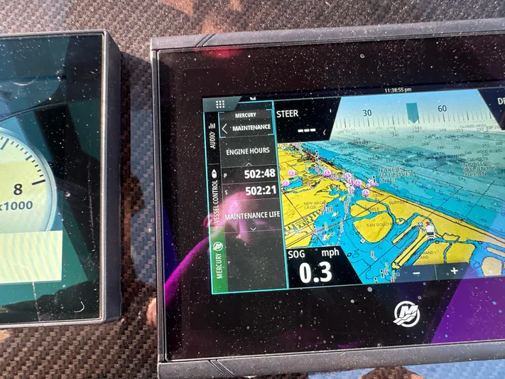  Yacht Photos Pics Dashboard of 2020 Technohull SEADNA 999 G5 ST showing navigation and engine data.