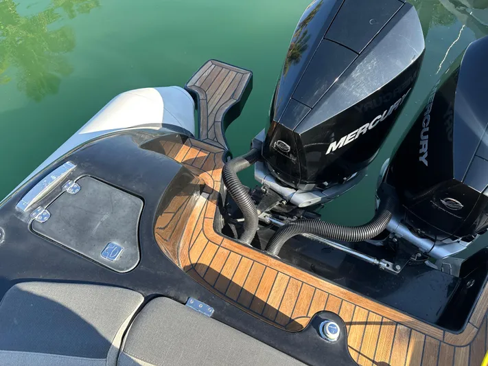  Yacht Photos Pics 2020 Technohull SEADNA 999 G5 ST with dual Mercury engines on teak deck.