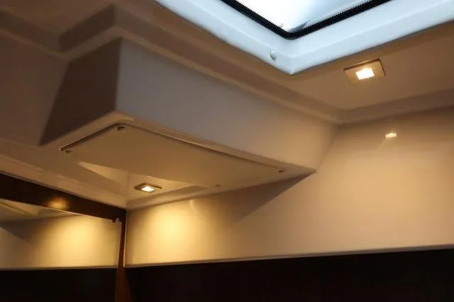 Yacht Photos Pics Interior ceiling of 2021 Four Winns V355 Coupe with recessed lighting.