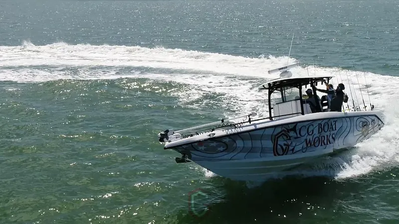  Yacht Photos Pics 2023 CG Boat Works 35 M-Series cruising on open water.